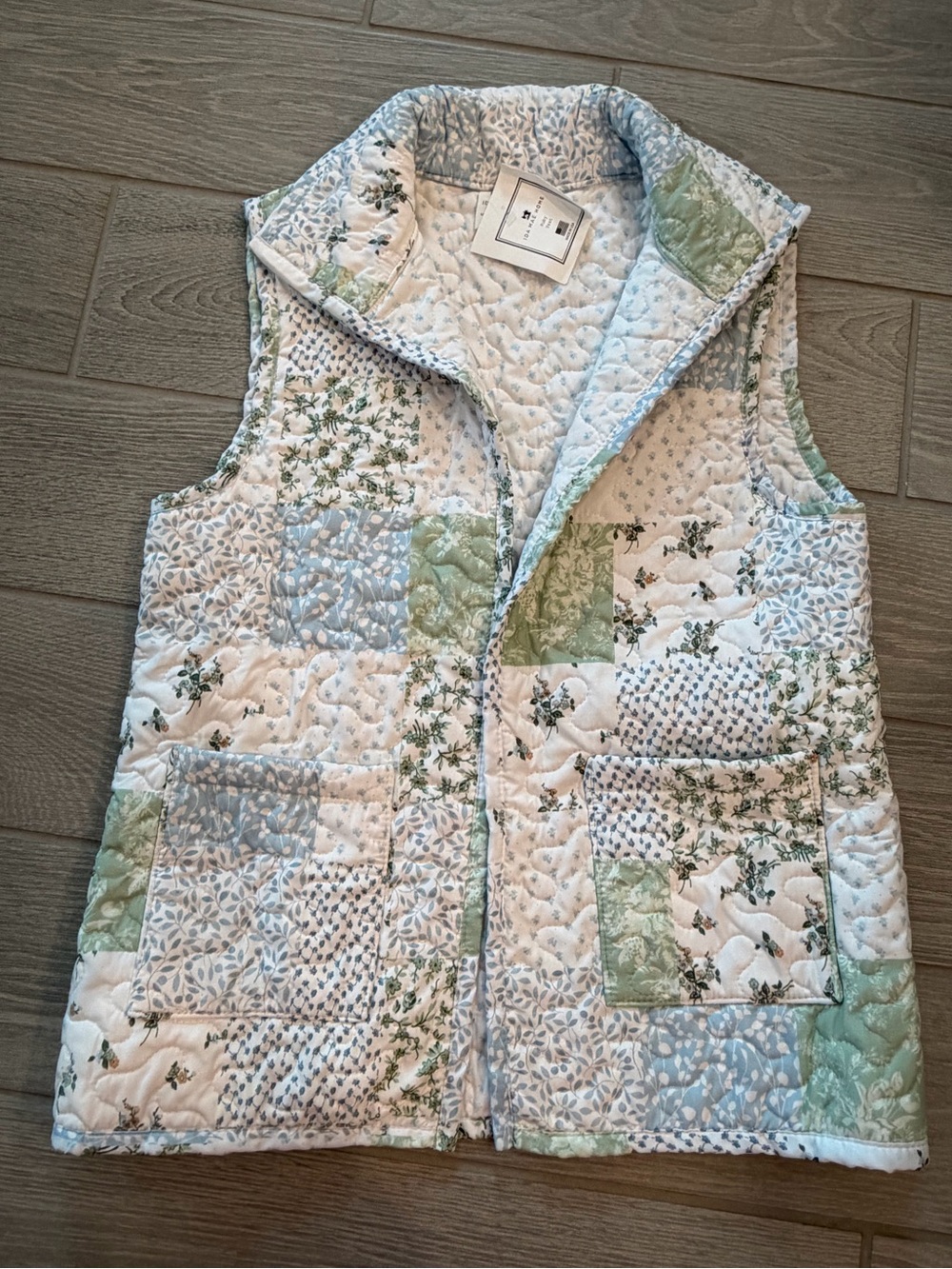IDA HOME Ruby Quilted Patchwork Handmade in the USA Vest Blue Size Small NWT